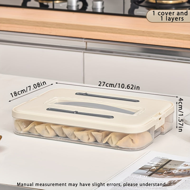 One-piece dumpling, pastry, and storage box made of plastic. Suitable for refrigerator storage, fresh preservation, small items, office supplies, and is portable and handheld.