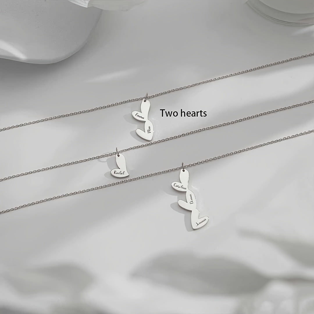 Exclusive Custom Heart Necklace with Multiple Names, Luxurious 18K Gold Plating, Chic & Elegant Design, Featuring Script and Numeric Characters, Suitable for Everyday Wear & Special Occasions, Great for Valentine's Day, Anniversaries, Mother's Day