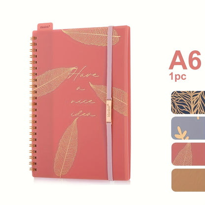 1 spiral notebook with 160 pages, A5/A6 size, floral design with hot stamping. Includes bandage diary, study planner, perfect for teachers and office supplies. Ideal for back-to-school.