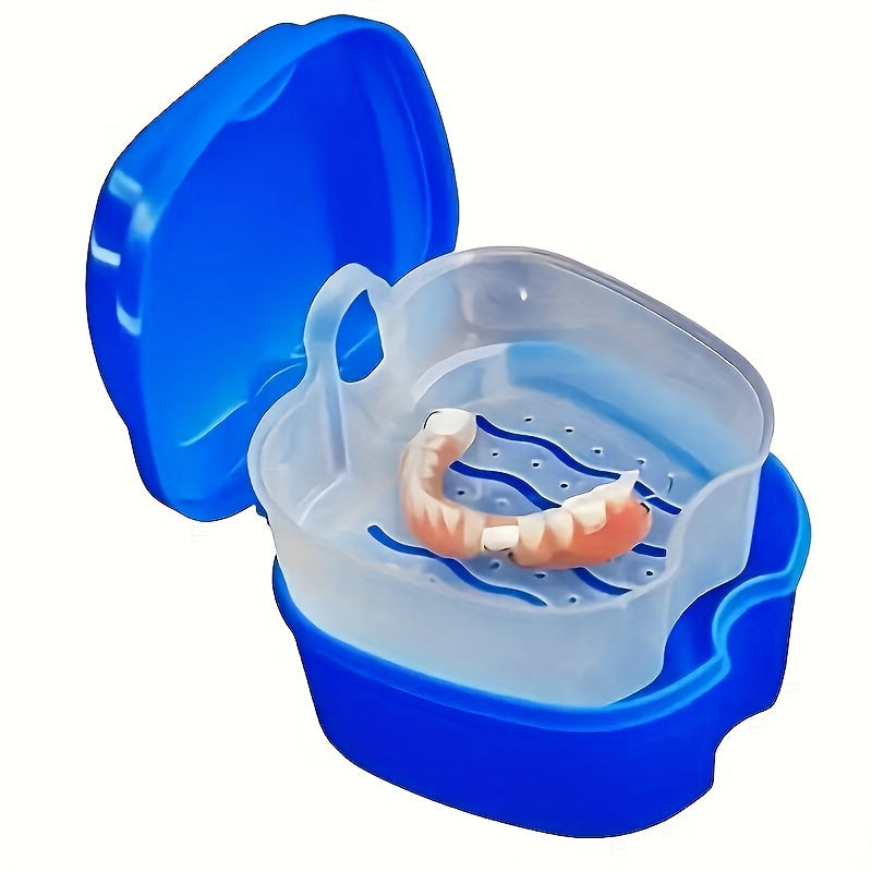 Elegant denture storage container with lid, versatile hanging storage box for desktop, bathroom, dormitory.