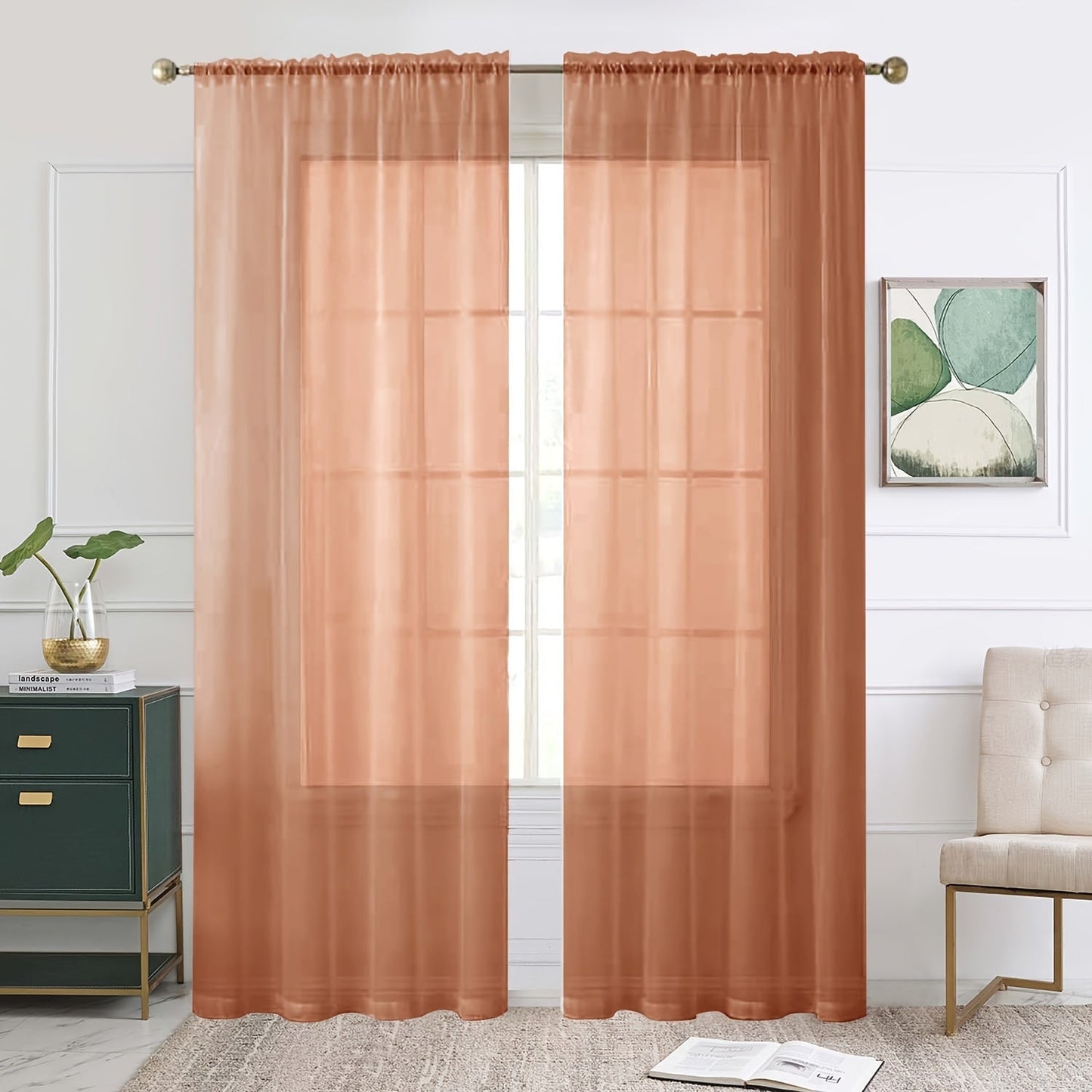 Add a touch of elegance to your kitchen, bedroom, or living room with this single panel sheer curtain. Perfect for letting in natural light while still providing privacy. Features a rod pocket design for easy hanging. Enhance your home decor with this