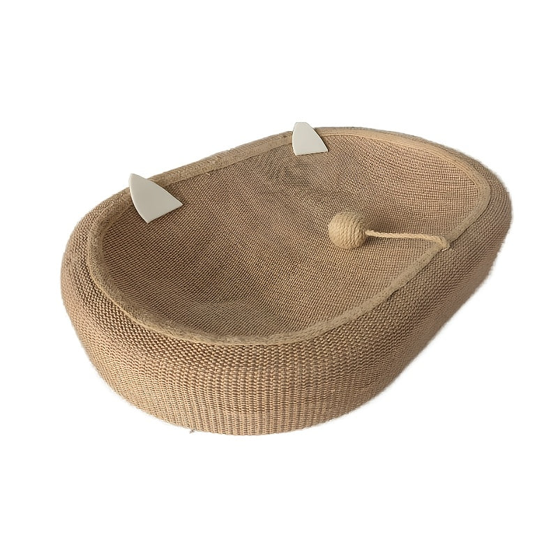 Large 60cm sisal cat scratching board with oval design combining cat bed and scratching basin.