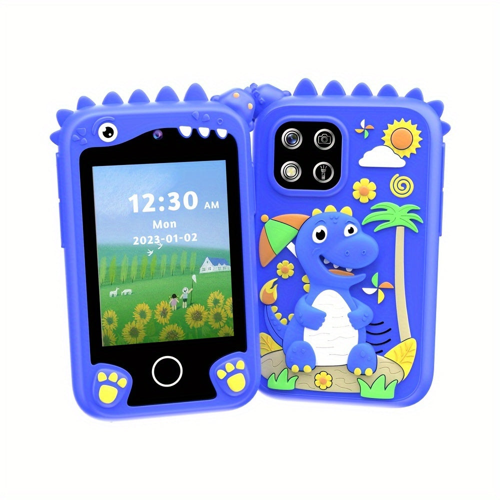 Educational smart toy phone for ages 3+ and 6+ with 8G memory. Featuring music, camera, video recording, pedometer, 20 learning games, habit formation, storybooks, and flashcards. Made of