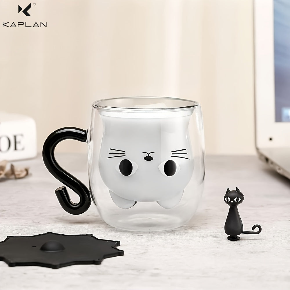 This 9oz glass mug is perfect for cat lovers, women, teachers, and friends. It is double wall insulated and features a charming cat theme. Ideal gift for anyone who loves cats.