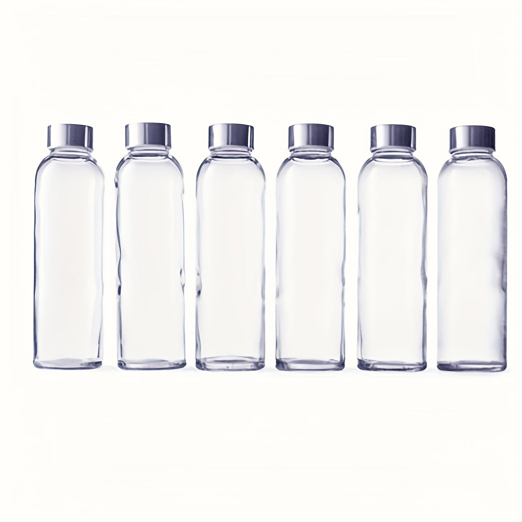 2/4/6 Pieces of 18 Oz Clear Glass Bottles With Lids | BPA-Free and Reusable Water Bottles Ideal for Juicing | Wide Mouth Containers for Storing Liquids in the Refrigerator