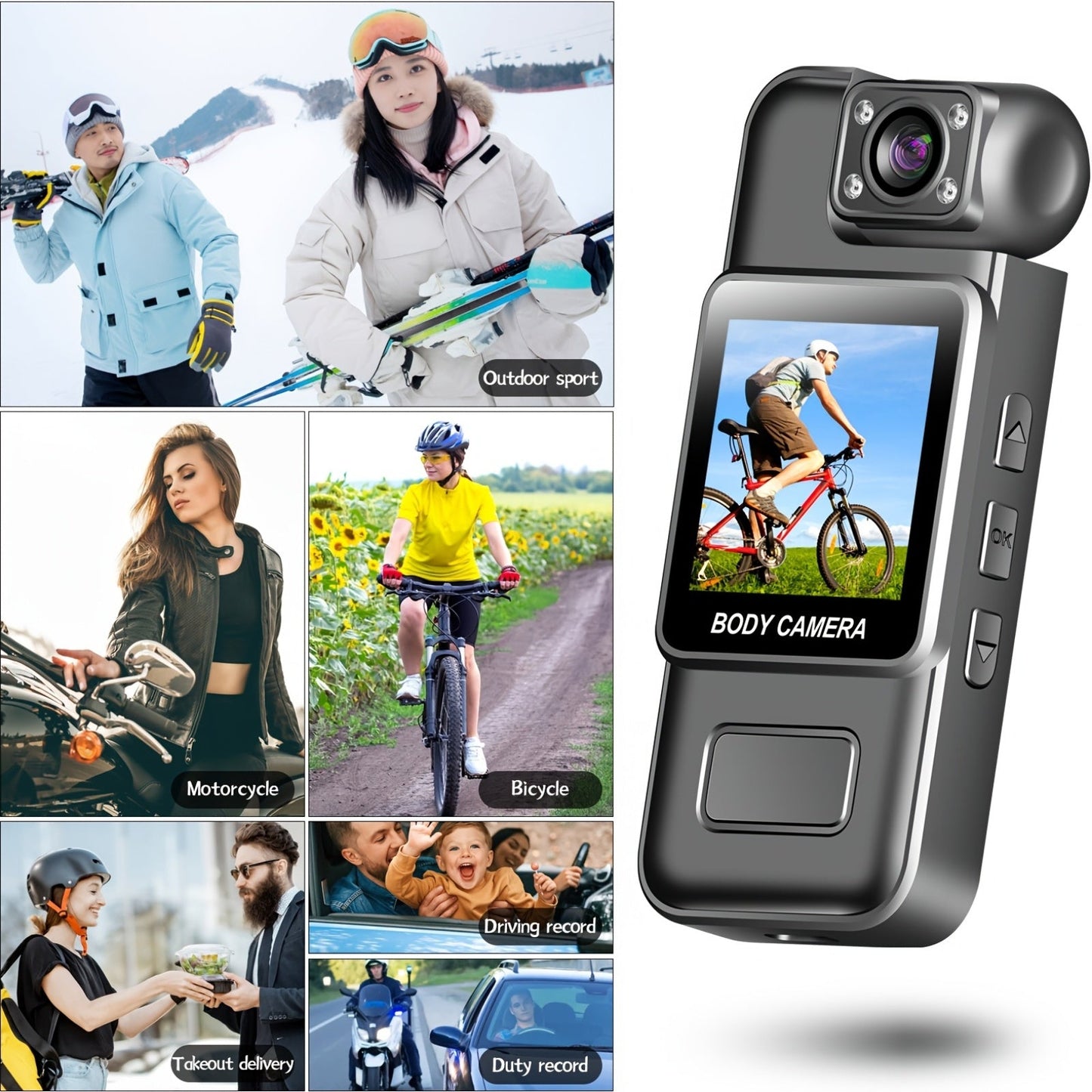 Give the Gift of Safety with our HD Wearable Body Camera featuring a 180° Rotatable Lens, Night Vision, and Wide Viewing Angle. Stay Protected with the Back Clip and USB Rechargeable, 1080P Resolution, ABS Material construction. Ideal for Christmas