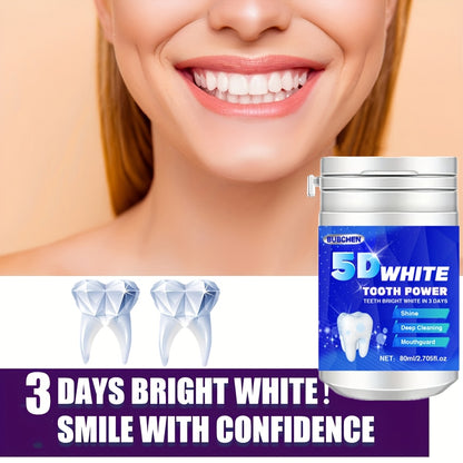 1 bottle of Bubchen 5D White Toothpowder - 80ml, with Pearl Powder for deep cleaning and brightening dental care, ideal for women.