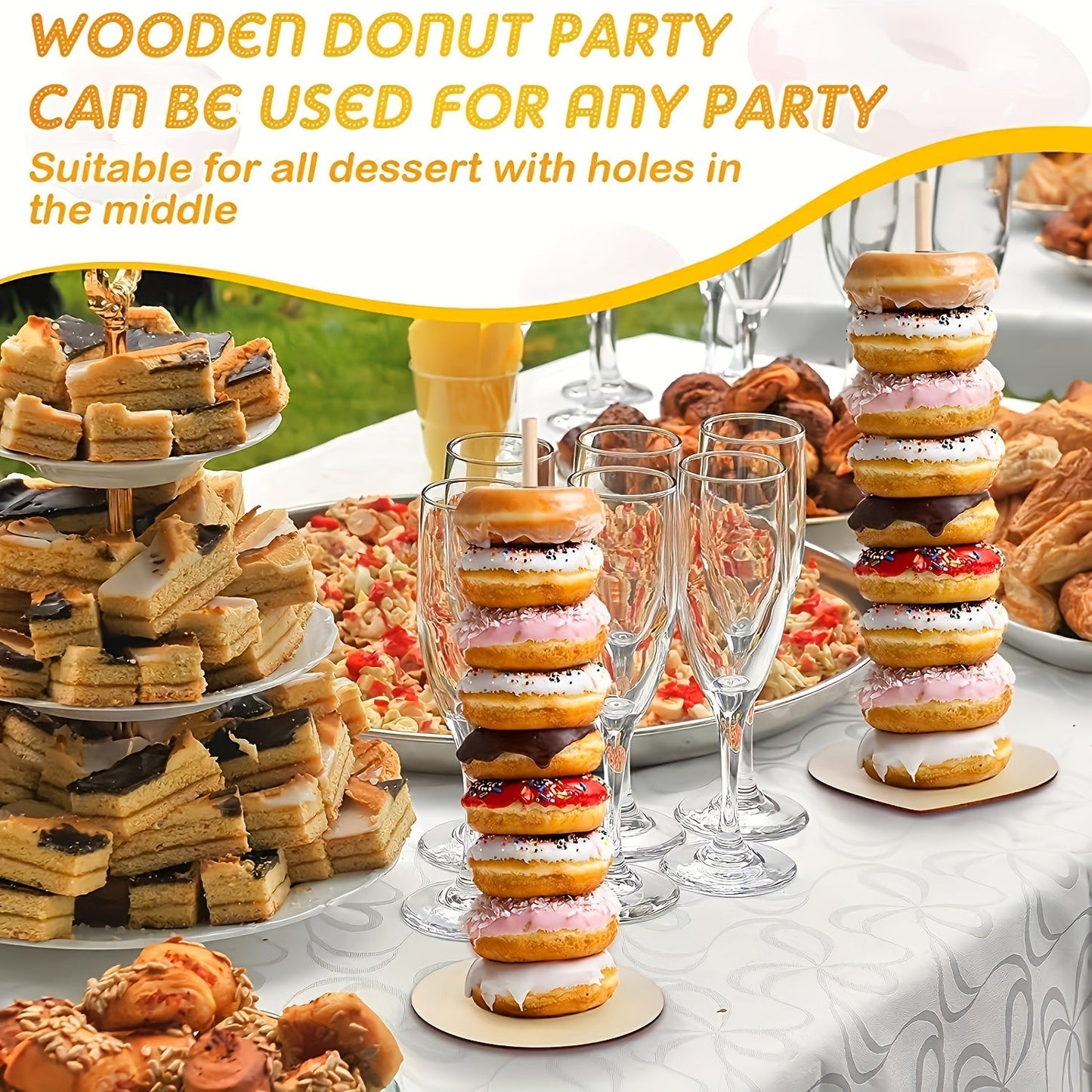 Wooden Donut Holder - Perfect for Wedding, Birthday Parties, and More! Display Stand for Table and Desktop Decoration - Detachable Design, 1 Piece