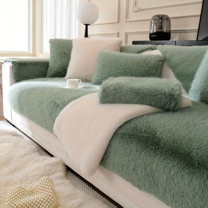 French thickened plush sofa slipcover protects furniture from scratches and adds style to any room.