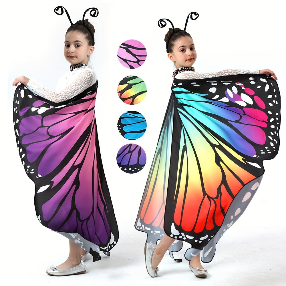 Upgrade your little girl's Halloween and birthday party look with the Girls' Adorable Butterfly Wings Costume featuring a stylish black headband. Transform into a princess with this perfect dress-up accessory from GDBY.