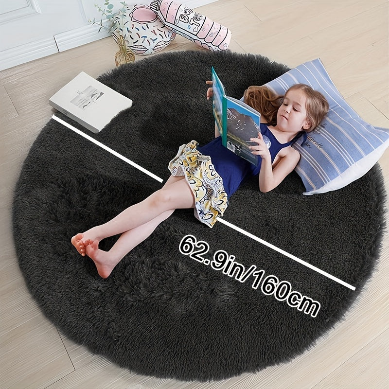 Round Large Ultra Soft Plush Rug - Non-slip and Waterproof Shaggy Throw Rug for Living Room, Bedroom, Nursery, Game Room, and Dormitory. Perfect Teenage Room Decoration - Room Decor (10.16cmX10.16cm)