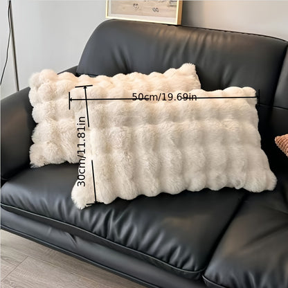 Cozy faux rabbit velvet throw pillow, machine washable, knitted cushion with zipper closure, polyurethane foam filled, adult anime theme decorative pillow for all seasons, office and home use.