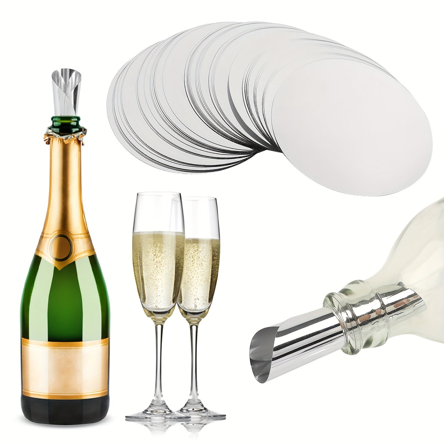 50 Wine Pourer Discs made of PET material, suitable for home, kitchen, and restaurant use.