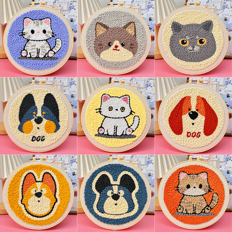 Handmade poke embroidery DIY kit perfect for beginners of all ages. Ideal for adults, children, and couples.