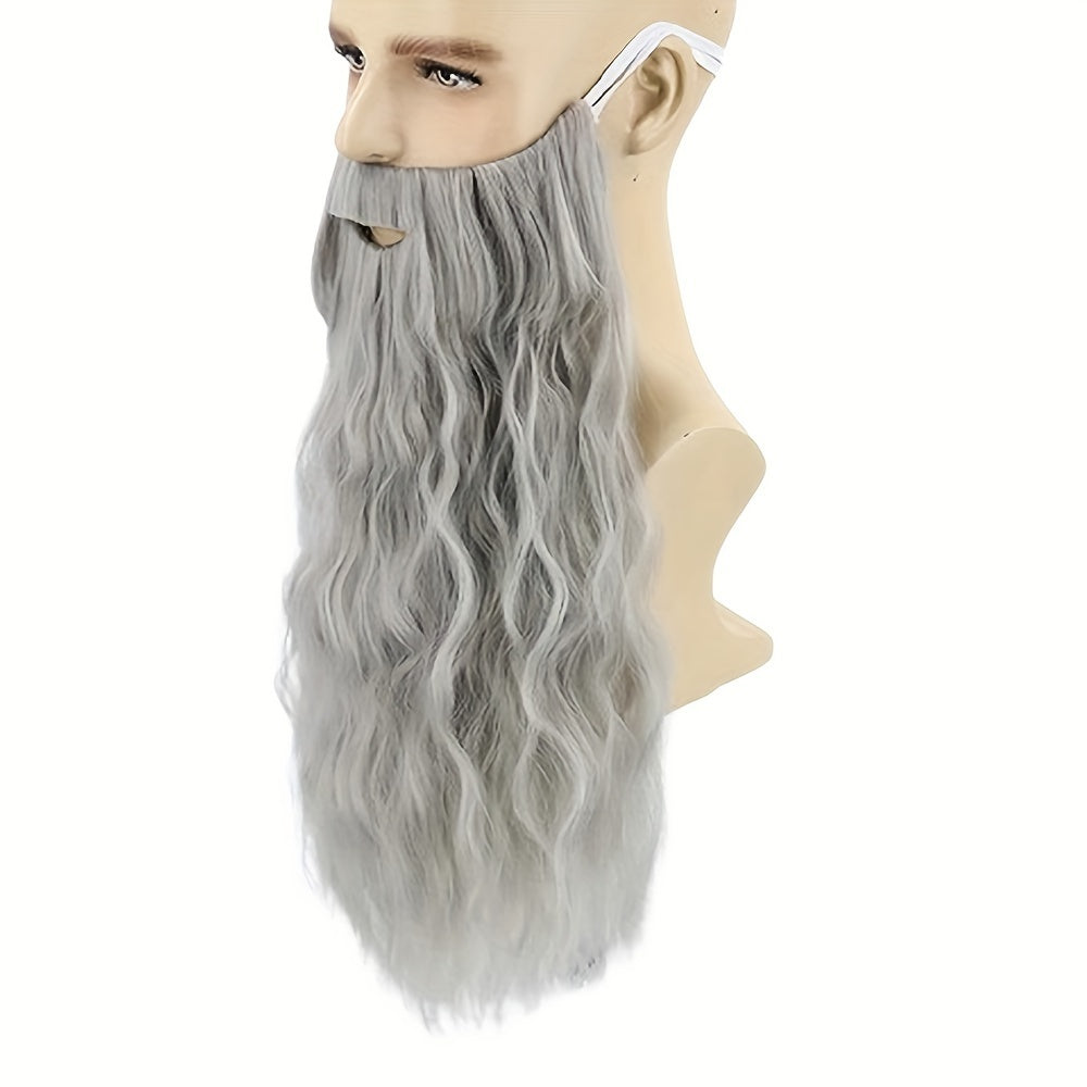 Get into the holiday spirit with our Long Gray and White Wizard Beard and Wig 2-piece set! Perfect for Halloween or Christmas dress-up, this men's wig and beard combo will have you looking like Santa himself. Embrace your inner wizard with this costume