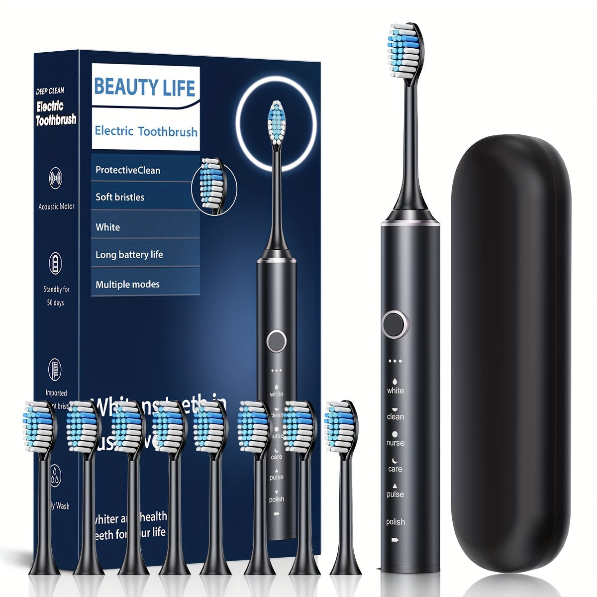 Smart Automatic Electric Toothbrush for Adults with Soft Bristles, USB Rechargeable, 500mAh Lithium Battery for Deep Cleaning.