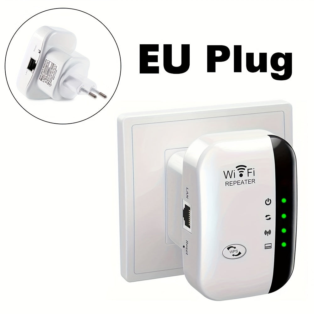 WiFi extender boosts signal to 300Mbps, covers 5000sq.ft, with 3 modes, Ethernet port, easy setup, Alexa compatible, EU plug.