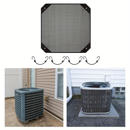 Black Oxford cloth air conditioner cover with mesh protection for external units measuring 81cmx81cm