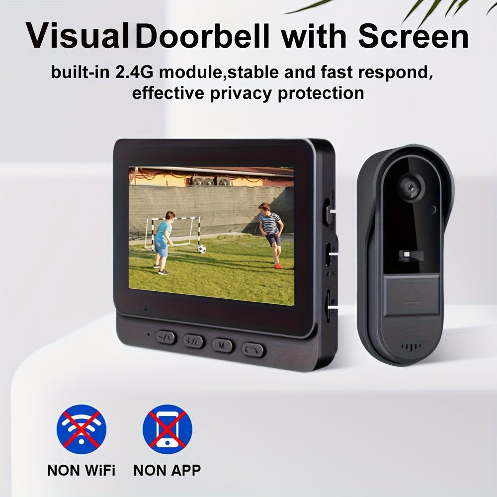 2pcs Visual Video Doorbell with 4.3-inch Screen, Infrared Night Vision, Two-way Video Call, Long Battery Life - for Home, Factory, Office Buildings, School, Store