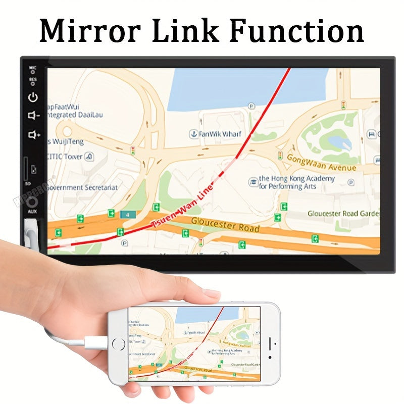 Car stereo with GPS, touch screen, SD-card and USB input, reversing camera, steering wheel control, and customizable backlight colors.