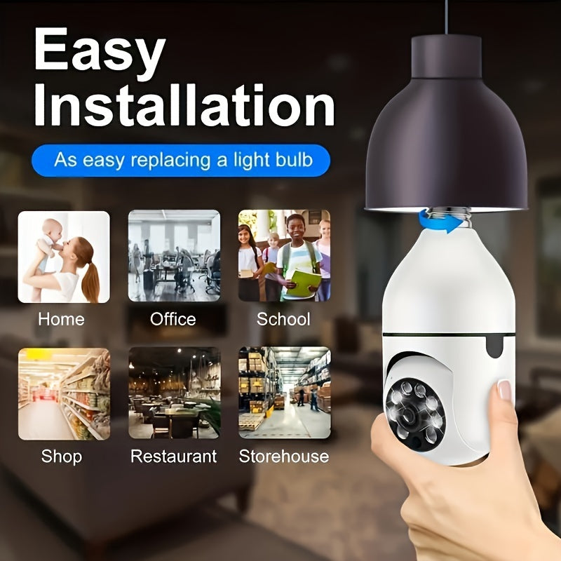 One unit of the Bulb Safety Camera, featuring 1080P resolution and wireless 2.4GHz connectivity, can be used indoors and outdoors. This smart camera is designed to be easily screwed into an E27 bulb socket and offers PTZ functionality with a 355-degree