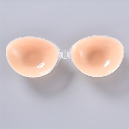 Silicone strapless bra with backless push up nipple covers for women's lingerie.