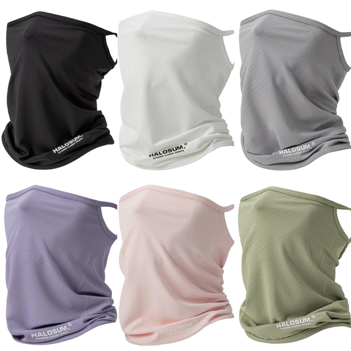 New sunscreen mask suitable for both men and women, featuring a solid color design with letters on it. This elastic and breathable neck cover is perfect for outdoor activities such as riding, offering sun protection.