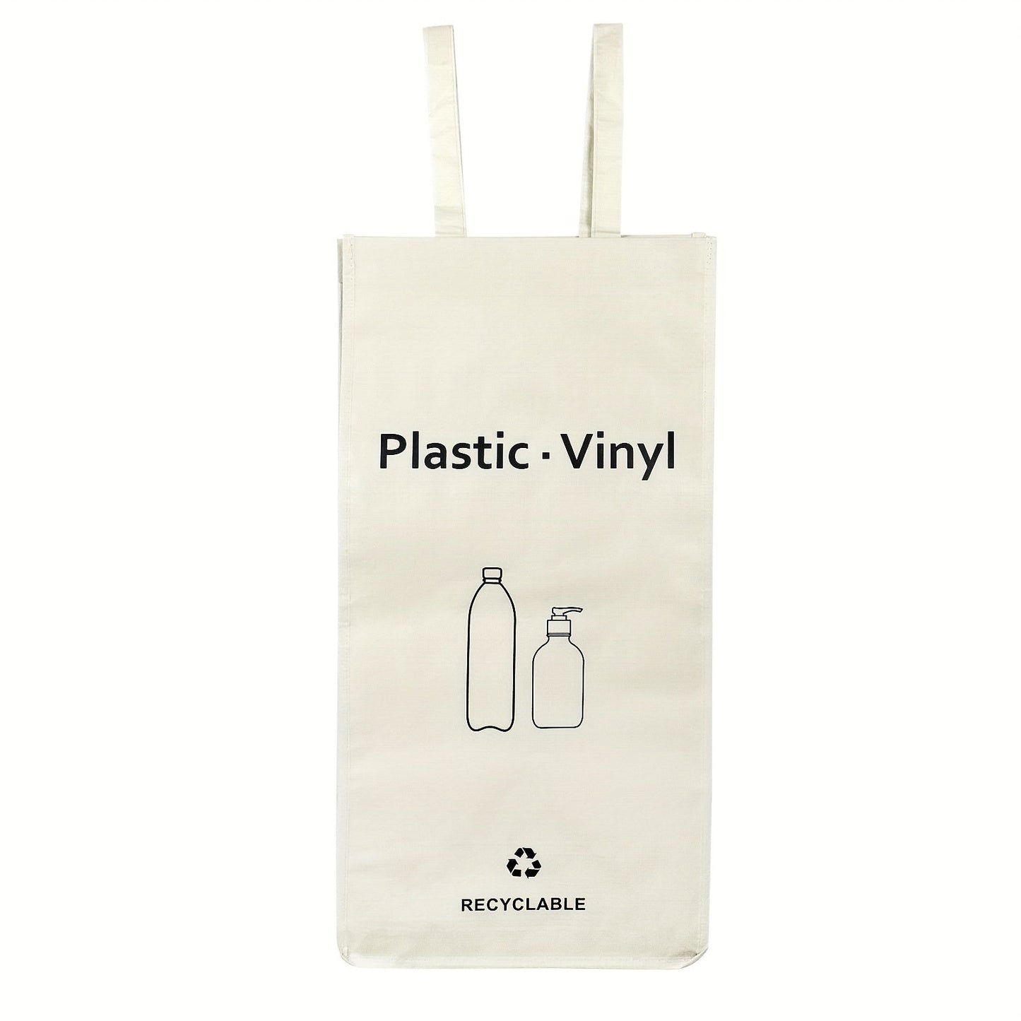 BOMEI PACK presents a set of 2 White and Gray Recycling Bags with Handles, perfect for sorting trash in your kitchen, home, or office. Each bag has a capacity of 105.99 liters and is made of heavy-duty waterproof woven material. These reusable bags are