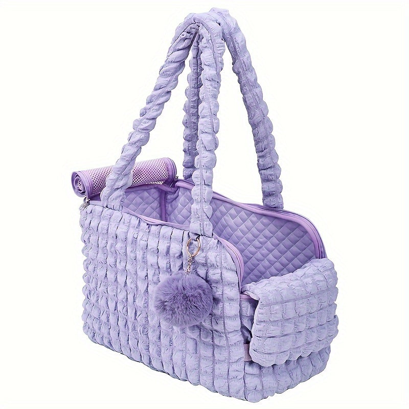 Small dog shoulder bag in cloud bubble style for a diagonal carry.