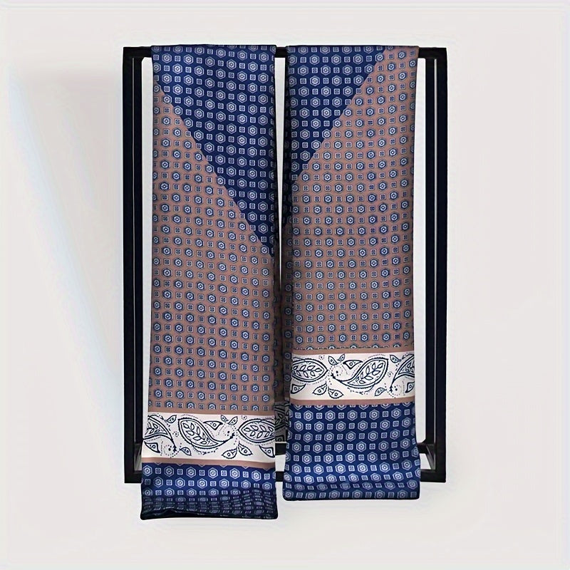 Add sophistication to your wardrobe with this stylish men's double-layered scarf. Crafted from soft polyester, this fashionable accessory is versatile enough to complement any outfit.