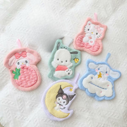 Hello Kitty, Kuromi, Melody, and Cinnamoroll cute hand towel for quick drying and absorbency