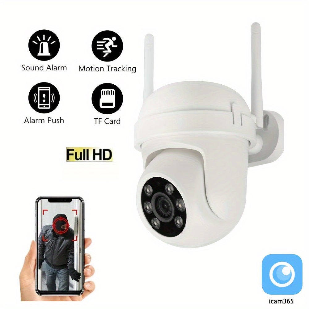 2.4G Wireless Camera with 1080P HD Video Quality for Indoor Use, Featuring IP66 Waterproof Rating, Two-Way Audio, Motion Detection, Automatic Tracking, and Active Alarm Notification Push for Intelligent Home Security Monitoring.