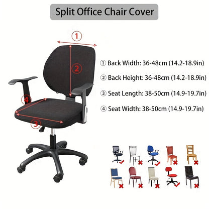 Elastic slipcover for computer dining chair, spandex material, washable and suitable for office or home decor.