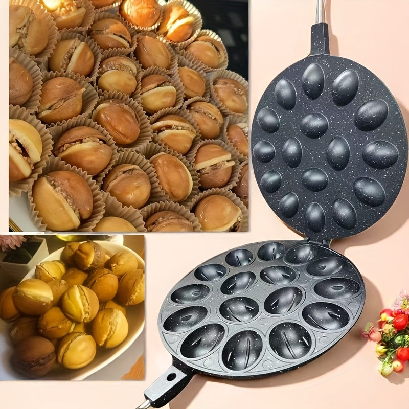 1pc Aluminum Waffle Maker Mold, 16-Cavity Non-Stick Baking Pan for various treats, Gas Oven Compatible, Chemical-Free Material.