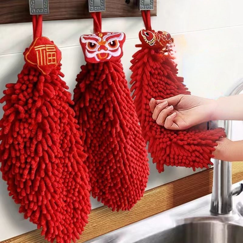 2pcs/1pc, Ultra-Soft Polyester Chinese New Year kitchen towels - perfect for Spring Festival as decorative souvenirs and bathroom accessories.