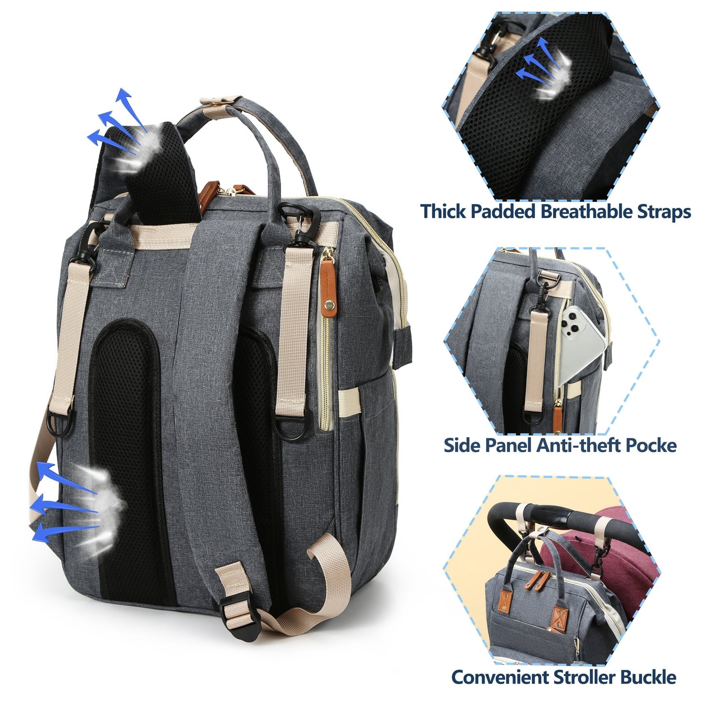 Get ready for all your travels with the Lamroro Diaper Bag Backpack! This versatile backpack is perfect for parents on-the-go, with a spacious design that can hold all your baby essentials. It's also waterproof and stylish, making it the perfect gift for