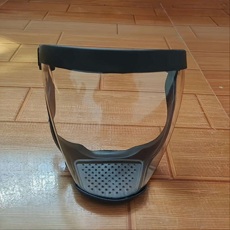 High visibility, anti-fog, and durable full-face shield mask for kitchen and industry use. Features pull-on closure for secure fit.