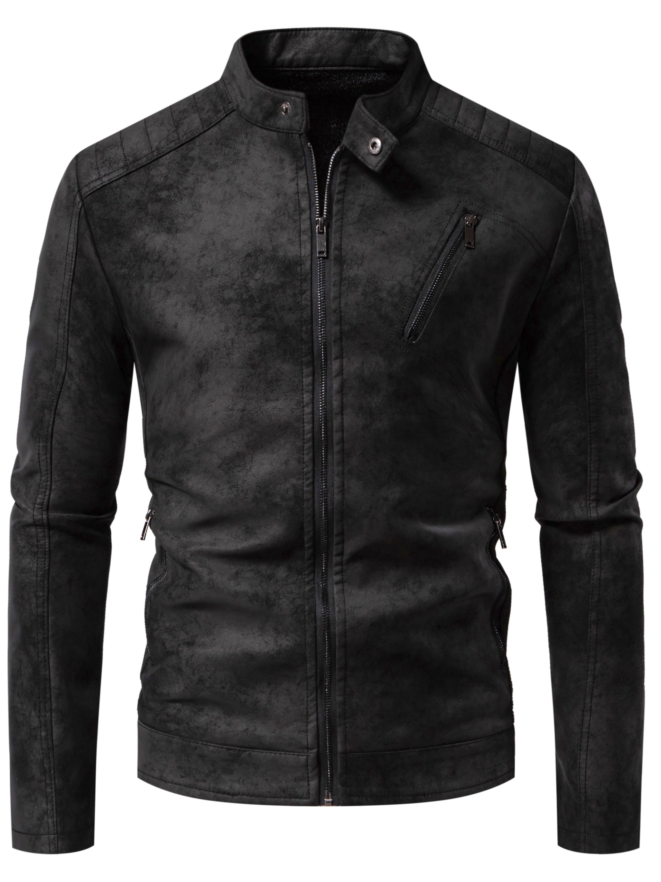 Men's retro bomber jacket made of imitation suede PU leather, ideal as a gift.