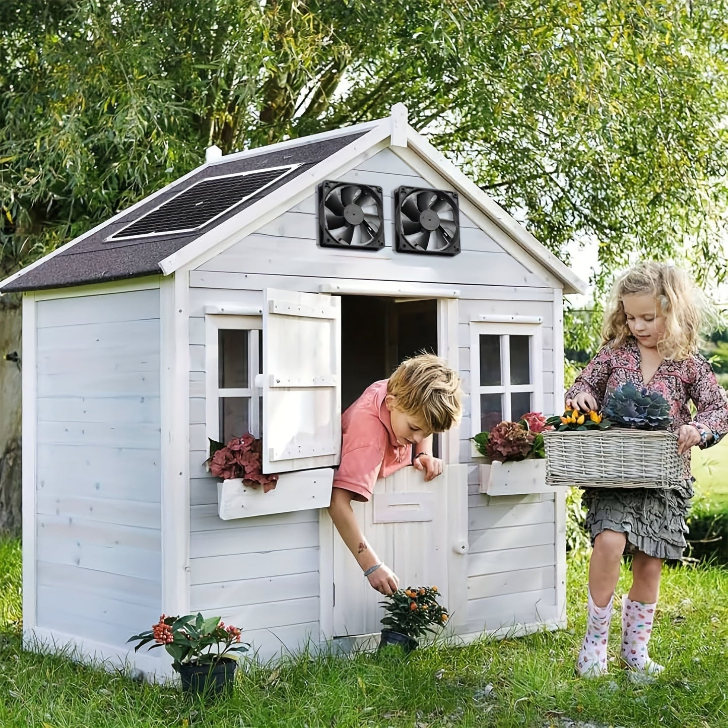 Solar Panel Fan Kit for Weatherproof and Rainproof Air Circulation - Ideal for Greenhouses, Pet Houses, Small Chicken Coops, Sheds, Window Exhaust, and Outdoor Ventilation