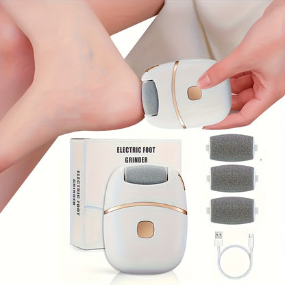 1pc Rechargeable Electric Foot Grinder with Ergonomic Design - USB Charging, 400mAh Lithium Battery, Ideal for Polishing Thick Faux Leather, Includes 3 Pads for Fit.