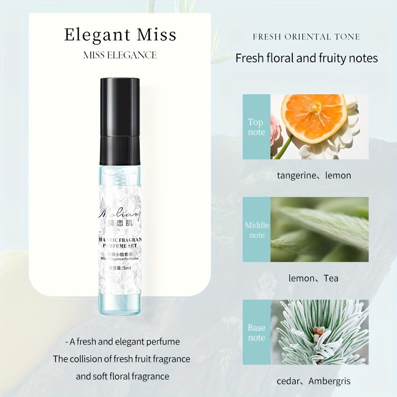 Elegant women's fragrance set with fresh fruit scent, ideal for daily wear, dates, and travel.