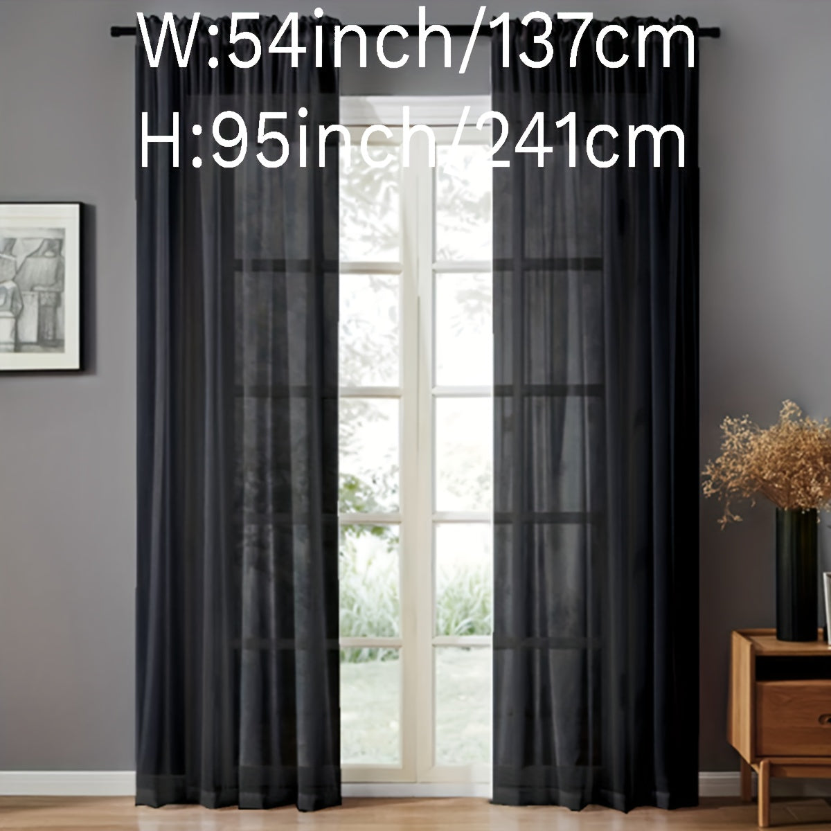 Pair of Sheer Voile Curtains with Rod Pocket for Kitchen, Bedroom, and Living Room Home Decor