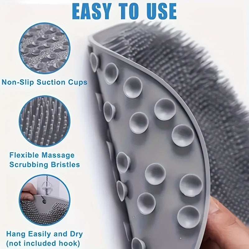 1pc Silicone Foot & Back Shower Scrubber with Suction Cups for Deep Cleansing and Massage.