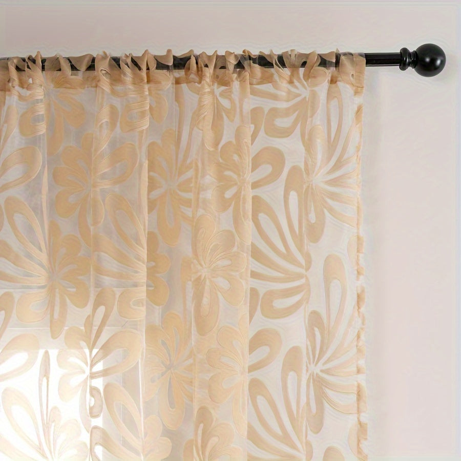 Set of 2 lovely floral pattern curtains with rod pocket design, perfect for enhancing the decor of the living room, bedroom, dining room, balcony, office, or any room in your home.