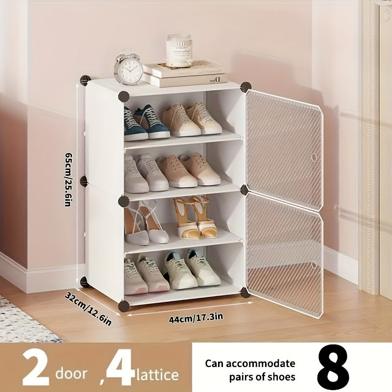 Shoe Storage Organizer with 8 Tiers and Dustproof Cover - Simple to Assemble, See-through Design for Organizing Shoes in Bedroom or Entryway, Ideal for Indoor Storage