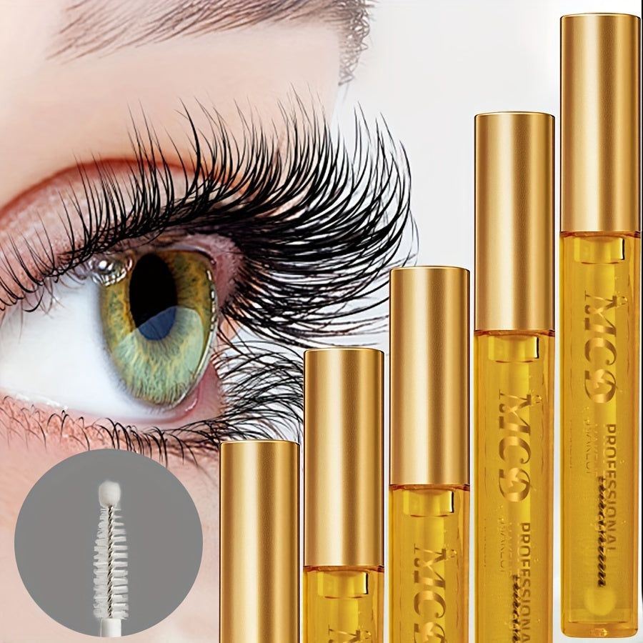 5 pieces of Nourishing Eyelash Serum containing natural ingredients that enhance slender and curling eyelashes, in the form of a gel mascara cream.