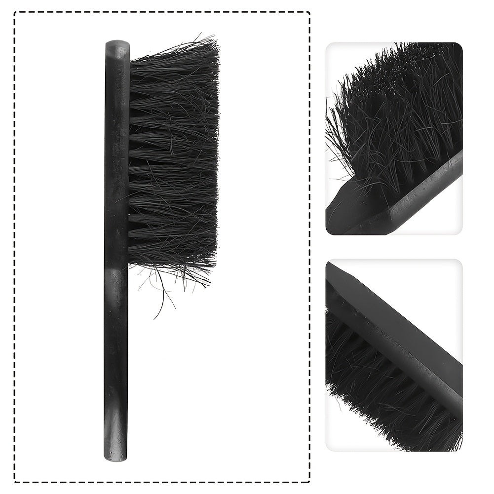 Two round fireplace brush head replacements and one rectangular fireplace brush.