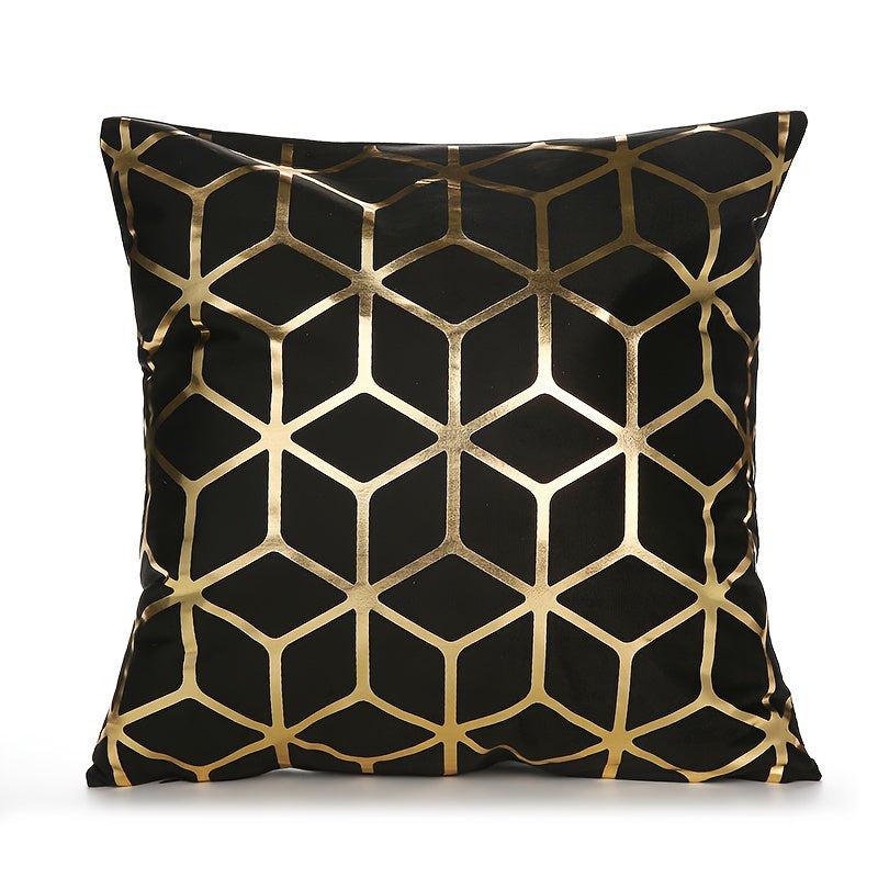 Boho luxury gold plated decorative pillow cover for sofa or bed, cozy modern home decoration, 45.72x45.72 cm.