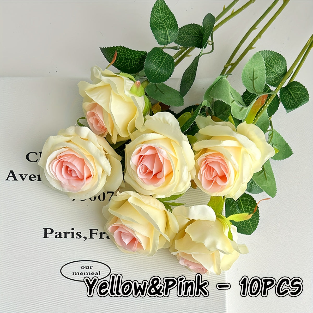 Roses: 10 Decorative Faux Roses with Soft Thron Stems, 51.05cm, Ideal for Wedding Decoration and Home Décor