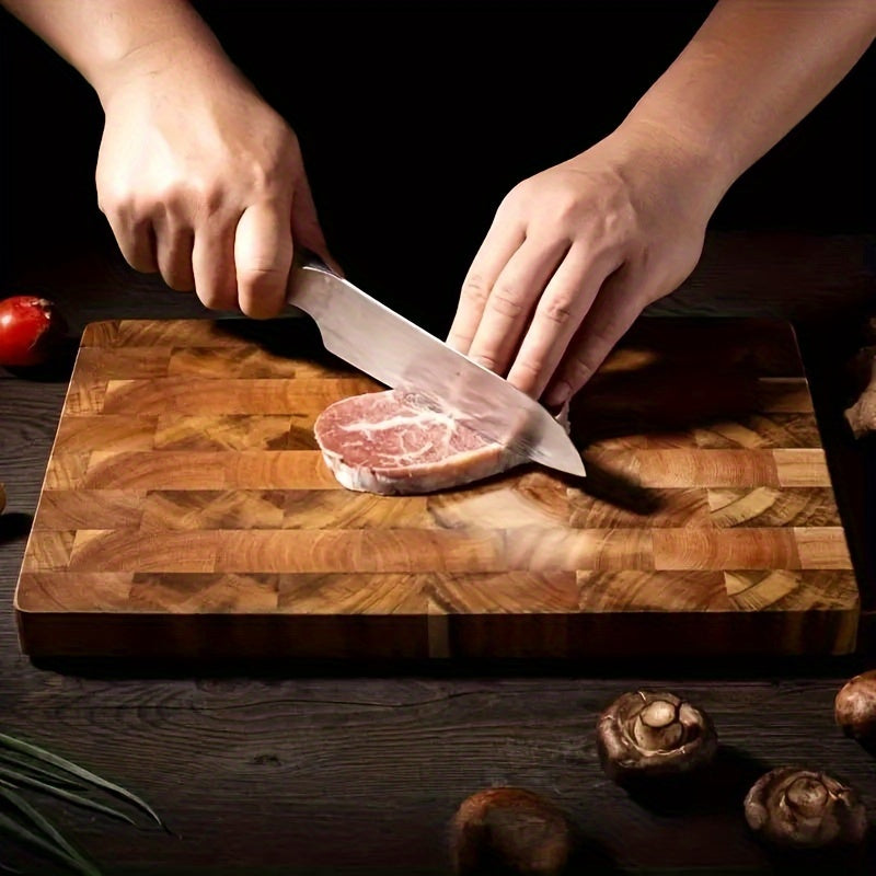 One piece of Acacia Wooden Cutting Board, suitable for chopping, serving cheese, charcuterie, meat, bread, vegetables, and fruits. Ideal for use in home kitchens, dormitories, and makes a great gift for family members.